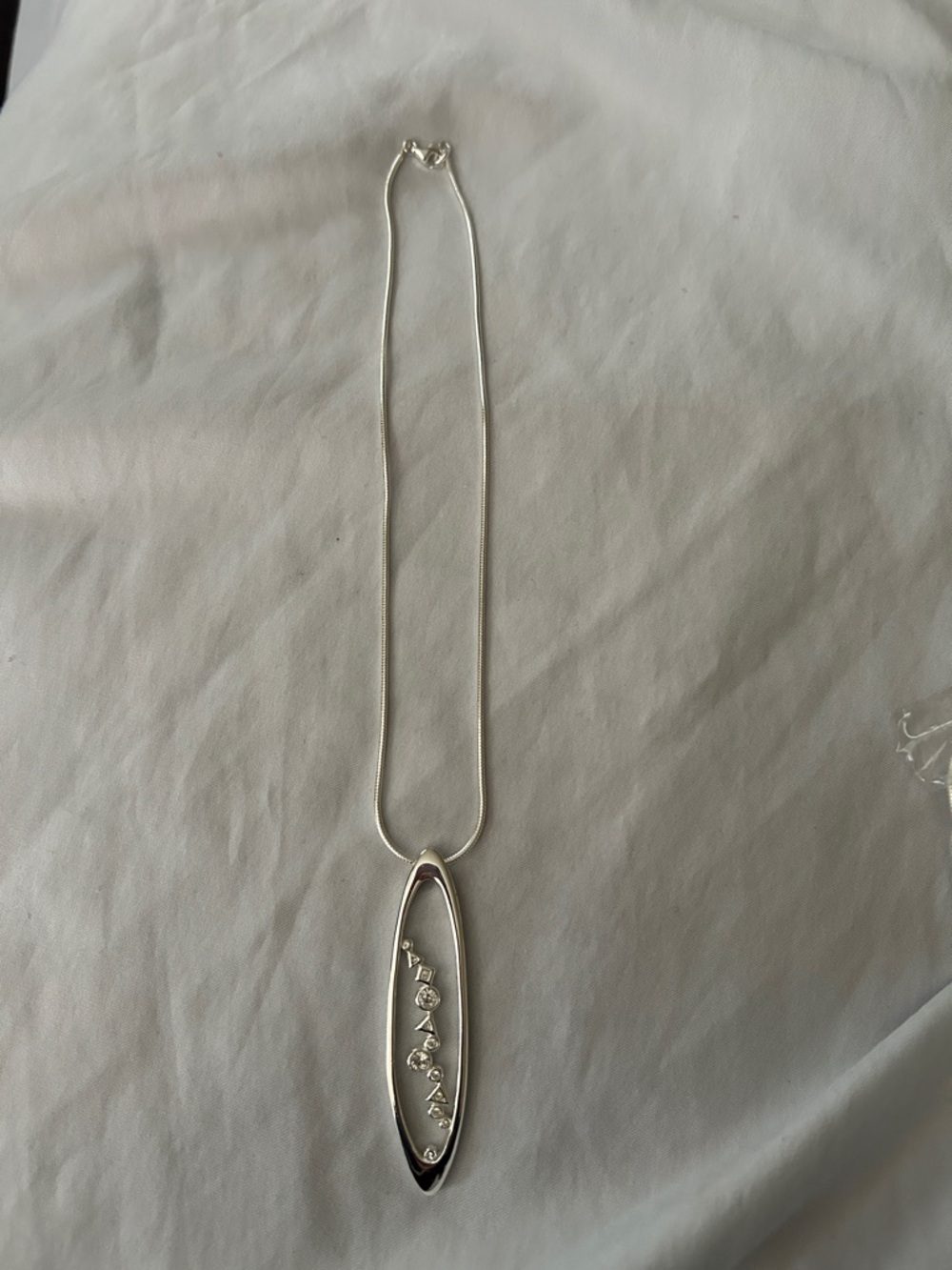 Silver Pendant Necklace with Crystal Accents - Women Jewelry